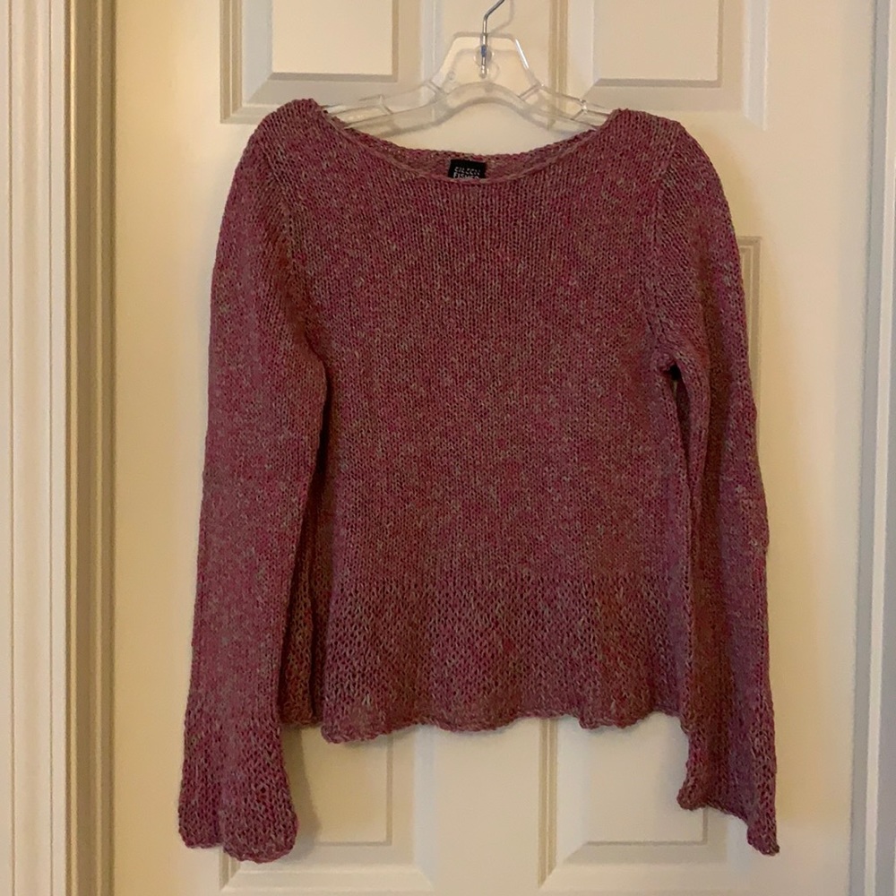 Eileen Fisher pink and gray marl sweater. Sz S
